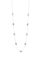 Silver Tone Long Oval Bead Station  Illusion Necklace