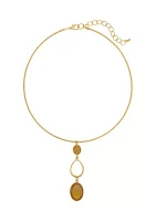 Gold Tone Neckwire Triple Drop Pendant Necklace