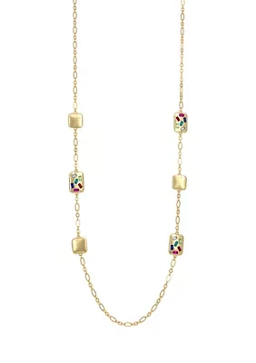 Gold Tone Multi Scattered Stone Station Illusion Necklace