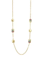 Gold Tone Multi Scattered Stone Station Illusion Necklace