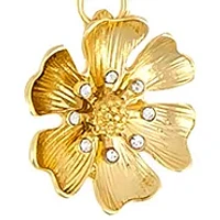 Gold-Tone Casted Flower Y Necklace