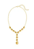 Gold-Tone Casted Flower Y Necklace