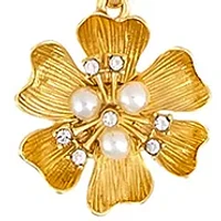 Gold-Tone Layered 2 Row Flower Pendant Drops Necklace