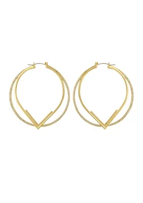 Gold Tone 2.5" Pavé Hoop Earrings