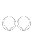 Silver Tone 2.5" Pavé Hoop Earrings