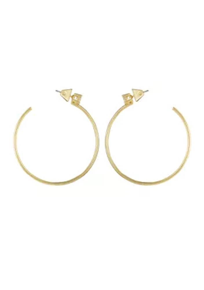 Gold Tone Cubic Zirconia Hoop Earrings