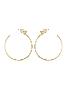 Gold Tone Cubic Zirconia Hoop Earrings