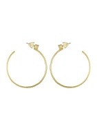 Gold Tone Cubic Zirconia Hoop Earrings