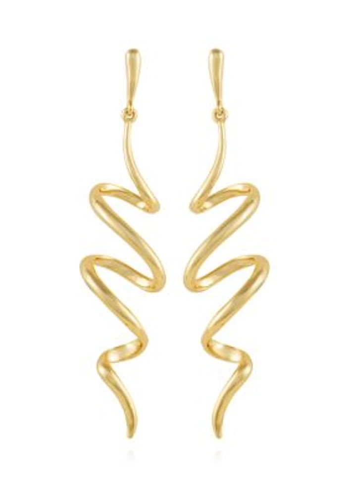 Gold Tone Ribbon Linear Earrings