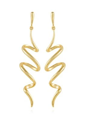 Gold Tone Ribbon Linear Earrings