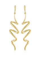 Gold Tone Ribbon Linear Earrings