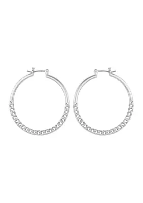 Silver-Tone Chain Hoop Earrings