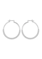 Silver-Tone Chain Hoop Earrings