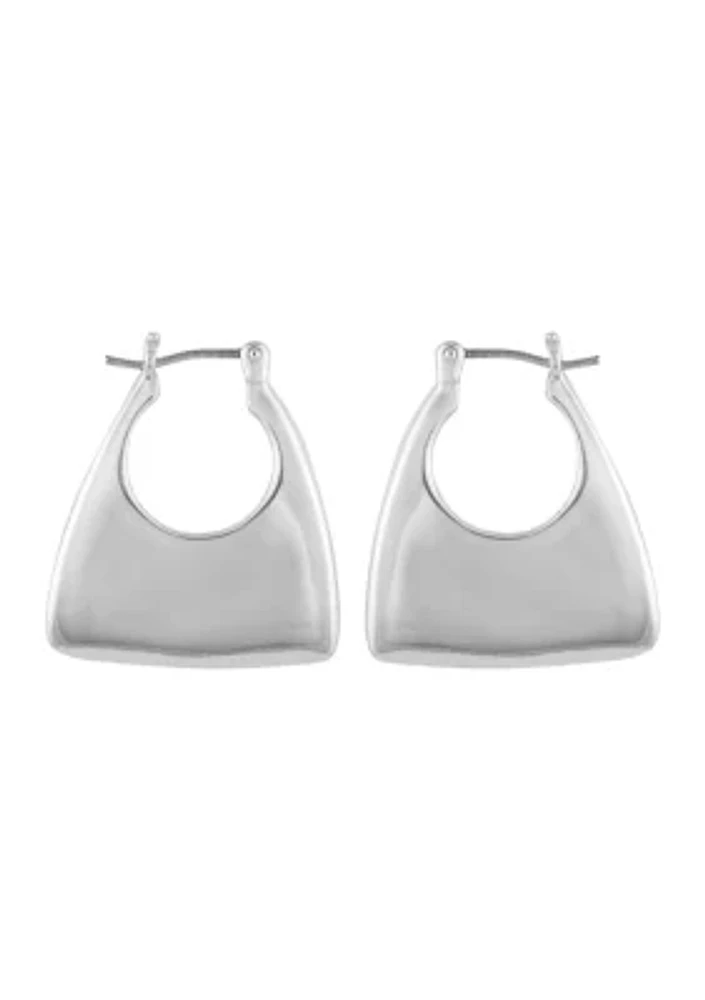 	  Silver-Tone Click-it Hoop Earrings 