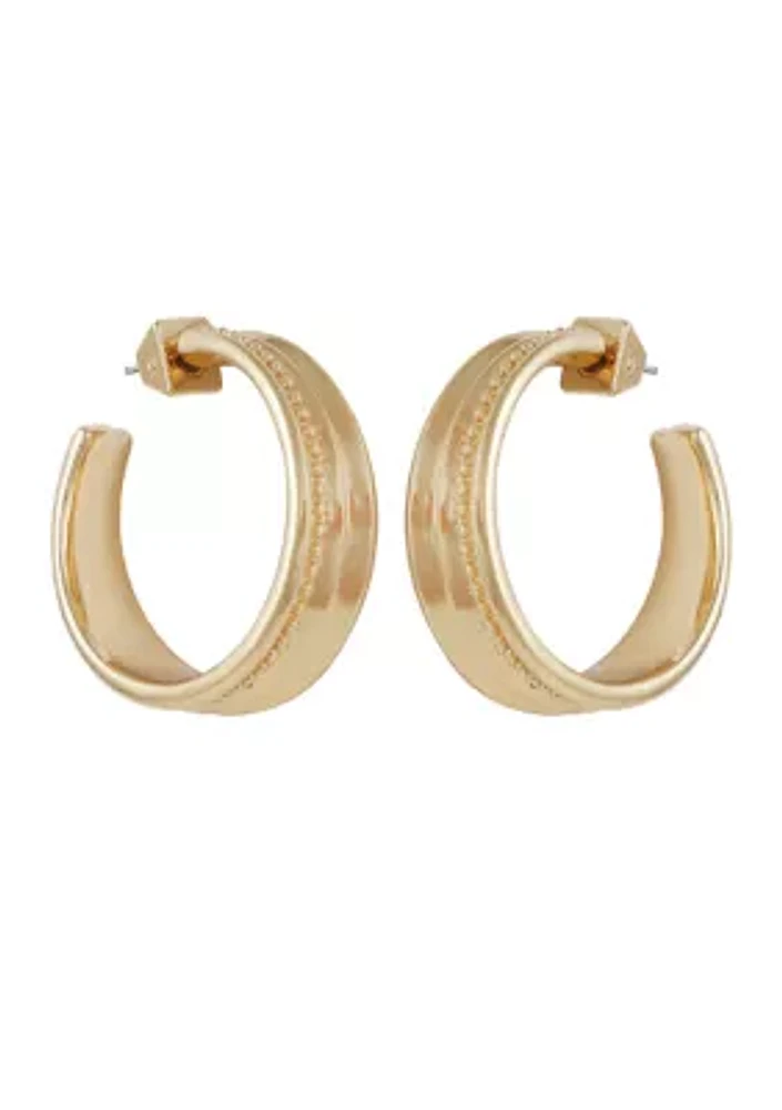 Gold Tone Geometric Hoop Earrings