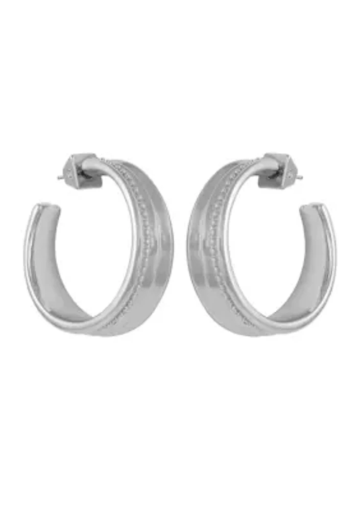 Silver Tone Geometric Hoop Earrings