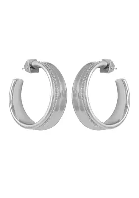 Silver Tone Geometric Hoop Earrings