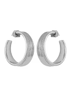 Silver Tone Geometric Hoop Earrings