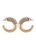 Gold Tone Chunky Pave Hoop Earrings