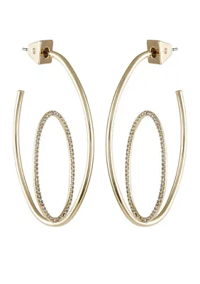 Gold Tone Crystal Orbital Hoop Earrings