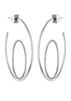 Silver Tone Crystal Orbital Hoop Earrings