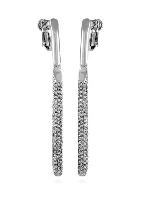 Silver Tone Pavé Linear Clip Earrings