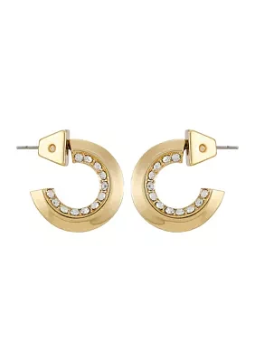 Gold Tone Crystal Hoop Earrings