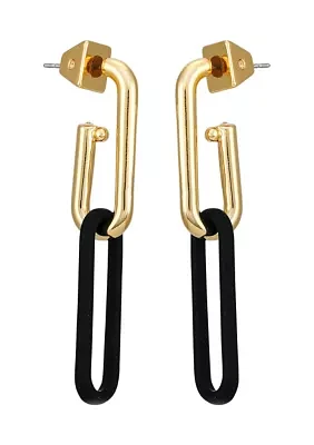 Gold Tone Jet Link Hoop Earrings