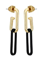 Gold Tone Jet Link Hoop Earrings