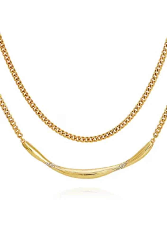 Layered Necklace in 14K Gold Plated Metal