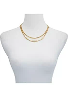 Layered Necklace in 14K Gold Plated Metal