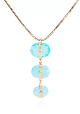 Aqua Pendant Necklace in 14K Gold Plated Metal