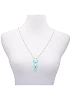 Aqua Pendant Necklace in 14K Gold Plated Metal