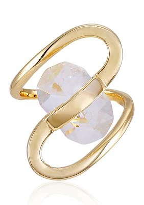 Crystal Ring in 14K Gold Plated Metal