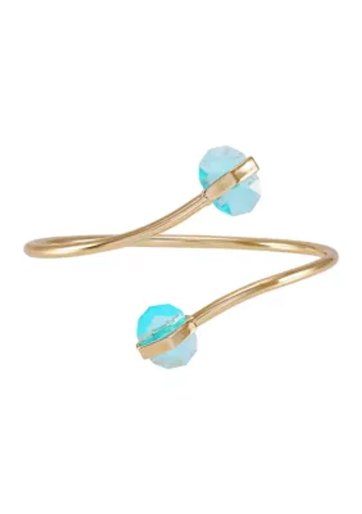 Aqua Wire Cuff Bracelet in 14K Gold Plated Metal