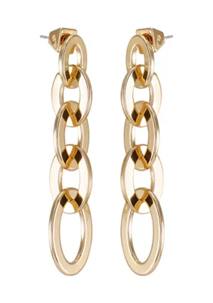 Link Drop Earrings in 14K Gold Plated Metal