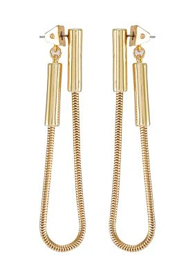 Snake Chain Front-Back Earrings in 14K Gold Plated Metal