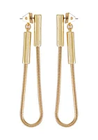 Snake Chain Front-Back Earrings in 14K Gold Plated Metal