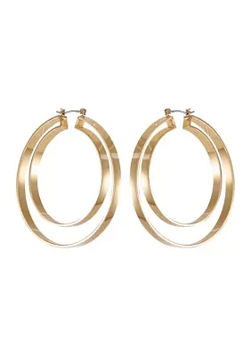 Double Hoop Earrings in 14K Gold Plated Metal