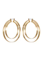 Double Hoop Earrings in 14K Gold Plated Metal