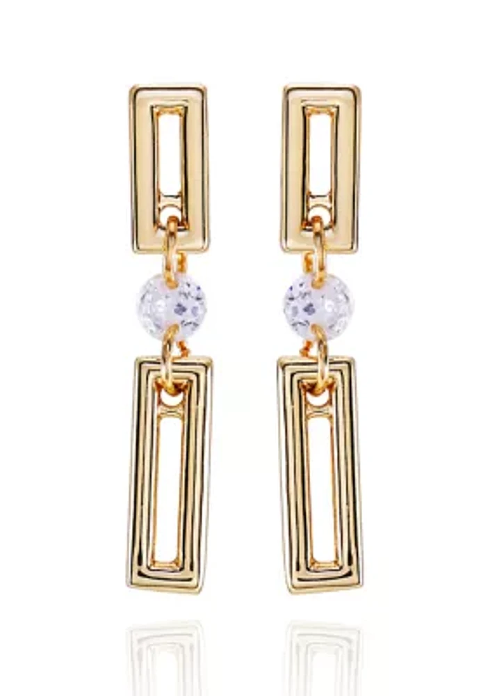 14K Gold Plated Drop Earrings with Cubic Zirconia