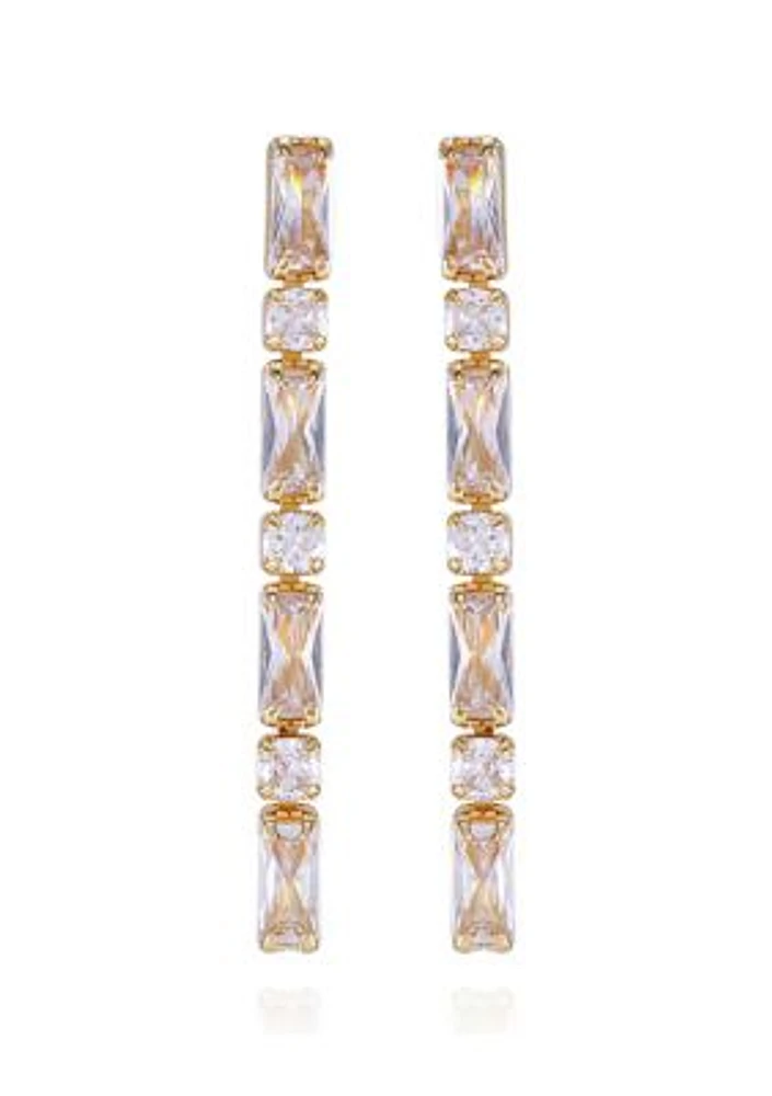 14K Gold Plated Drop Earrings with Cubic Zirconia