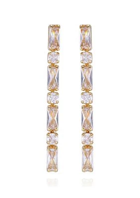 14K Gold Plated Drop Earrings with Cubic Zirconia