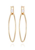 14K Gold Plated Front Facing Hoop Earrings with Cubic Zirconia