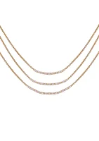 14K Gold Plated and Cubic Zirconia Layered Necklace