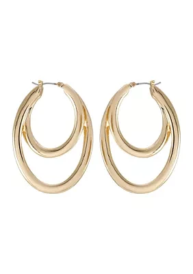 Gold Double Oval Hoop Earrings