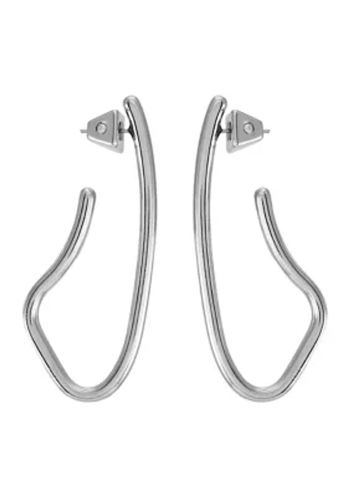 Silver Organic Hoop Earrings