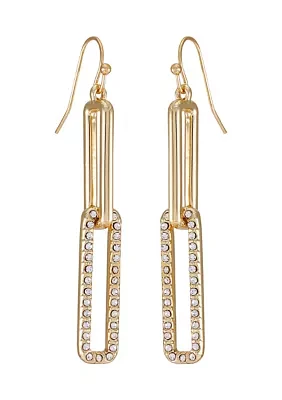 14K Plated Crystal Link Drop Earrings