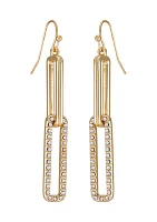 14K Plated Crystal Link Drop Earrings