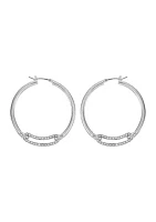 Silver Crystal Link Hoop Earrings